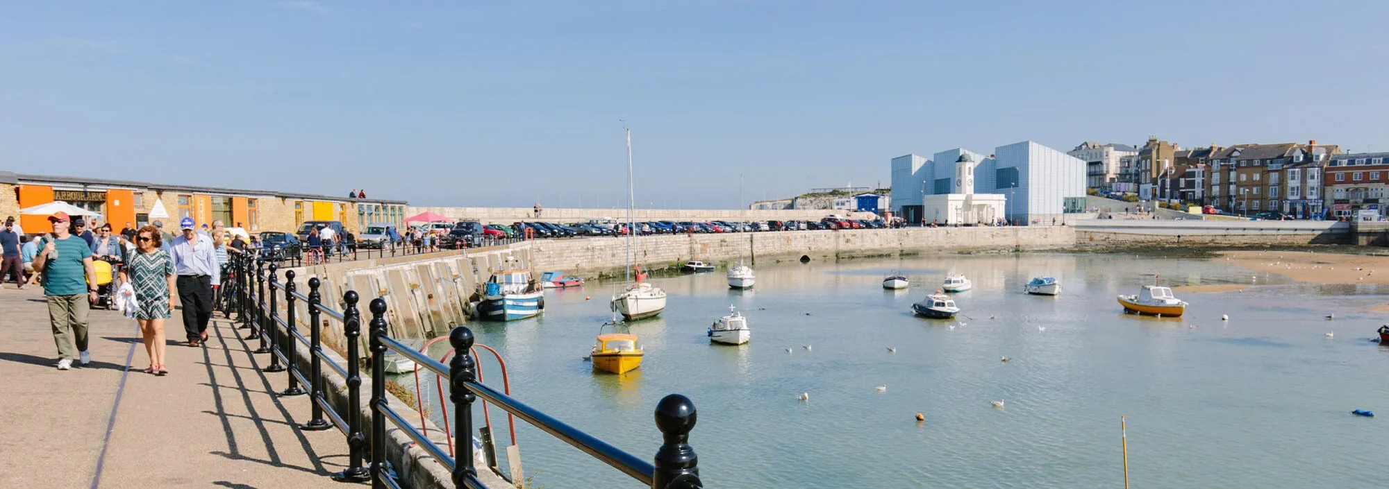 Blue skies and boats at Margate Harbour
