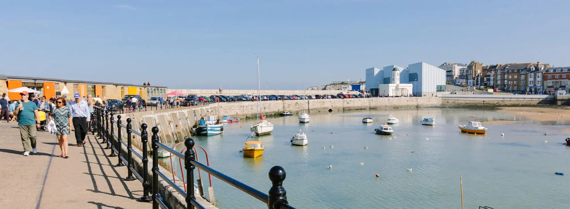 Blue skies and boats at Margate Harbour