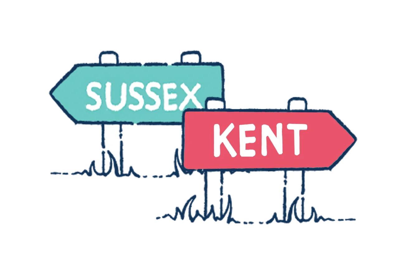 illustration of Sussex and Kent sign posts