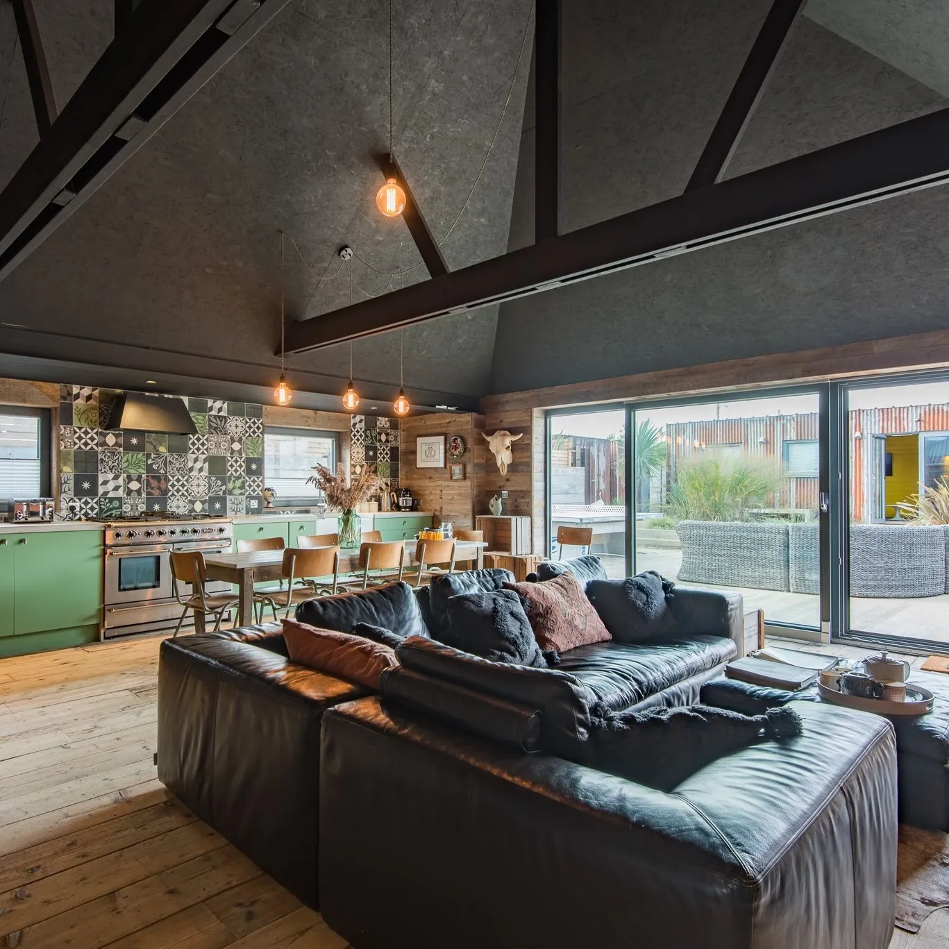 The very laid back interiors of Lark Rise, a coastal holiday home in Camber, East Sussex.