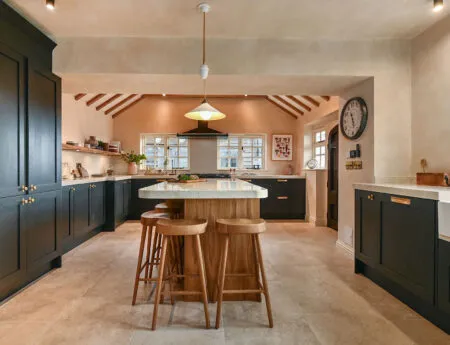 The interiors of Merryweather, a large holiday home just outside of Canterbury, Kent.