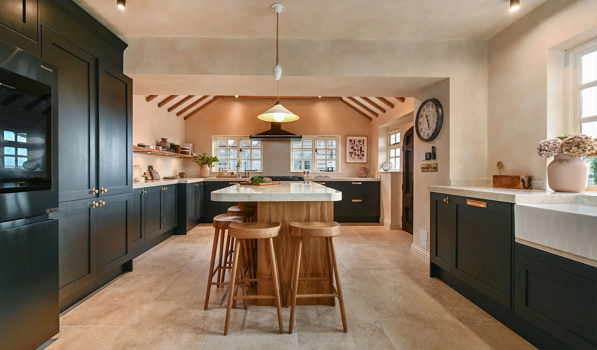 The interiors of Merryweather, a large holiday home just outside of Canterbury, Kent.